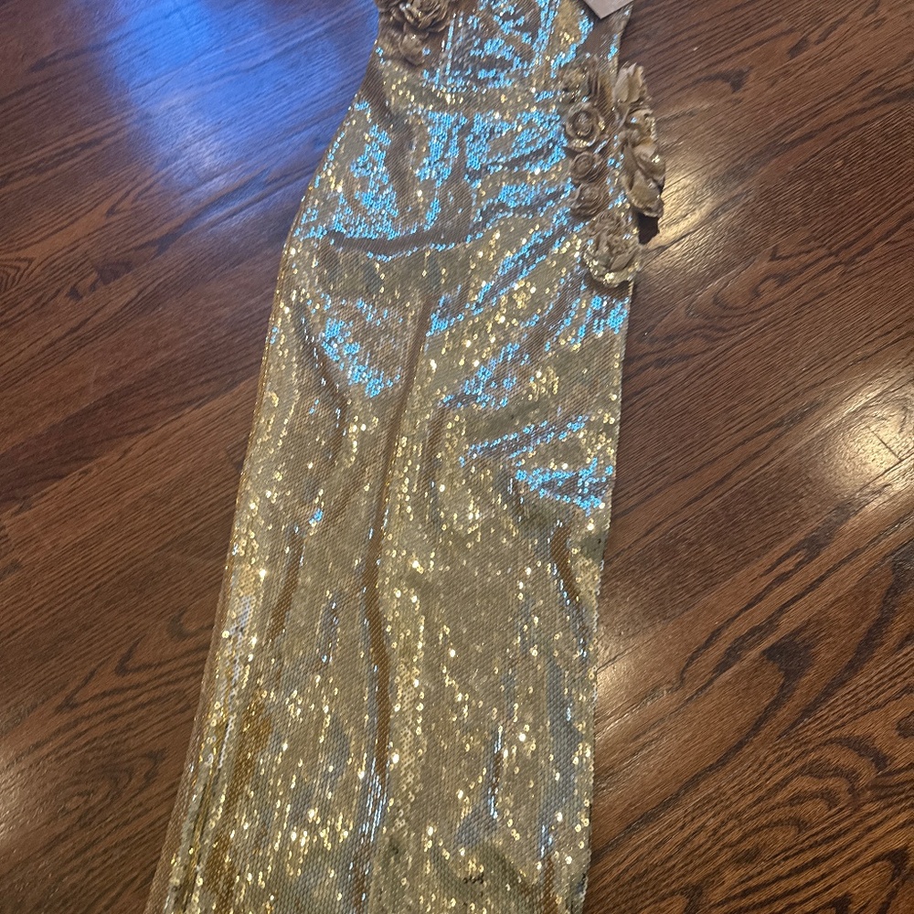 Sequined gold midi dress